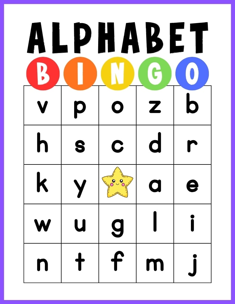 printable alphabet BINGO game, education printable, PDF