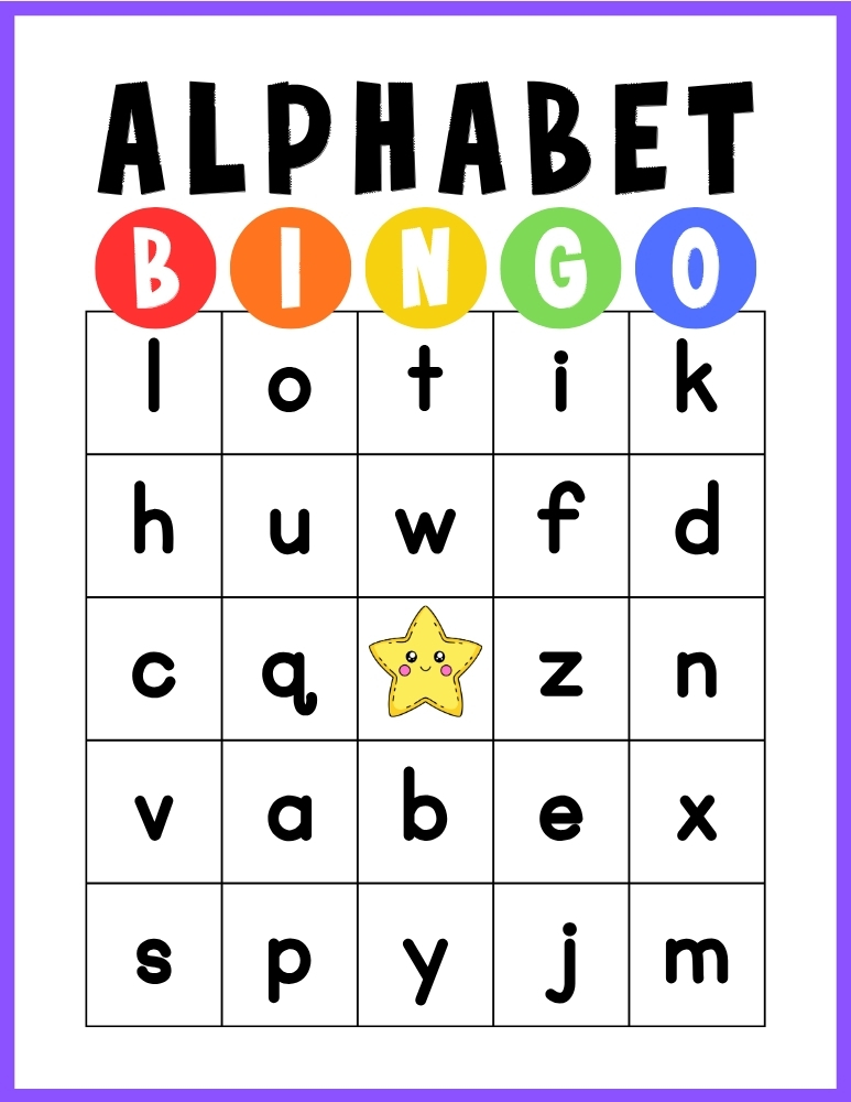 printable alphabet BINGO game, education printable, PDF