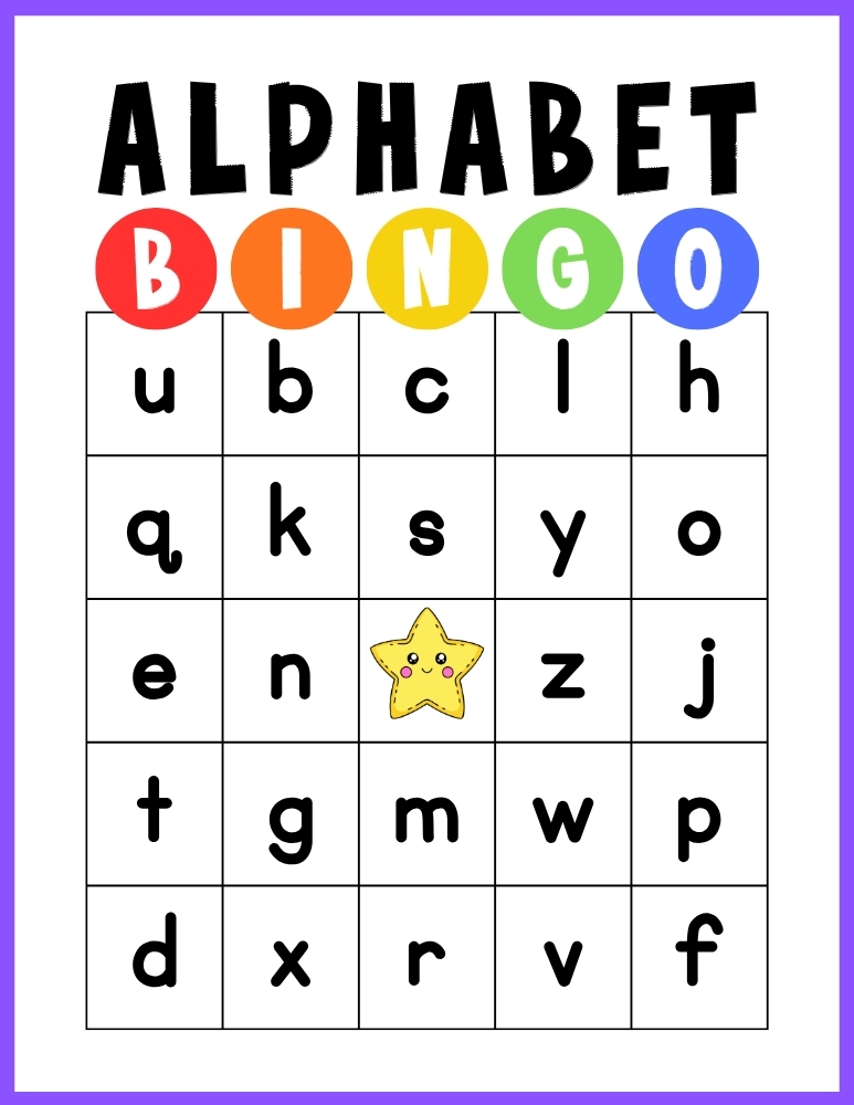 printable alphabet BINGO game, education printable, PDF
