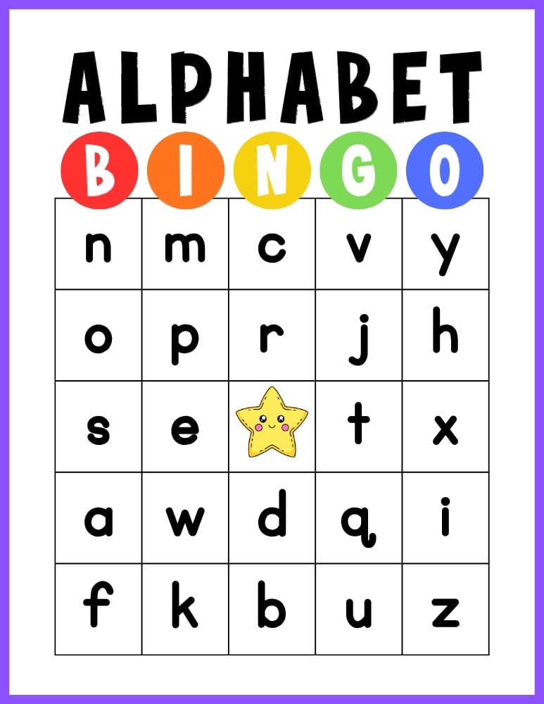 printable alphabet BINGO game, education printable, PDF