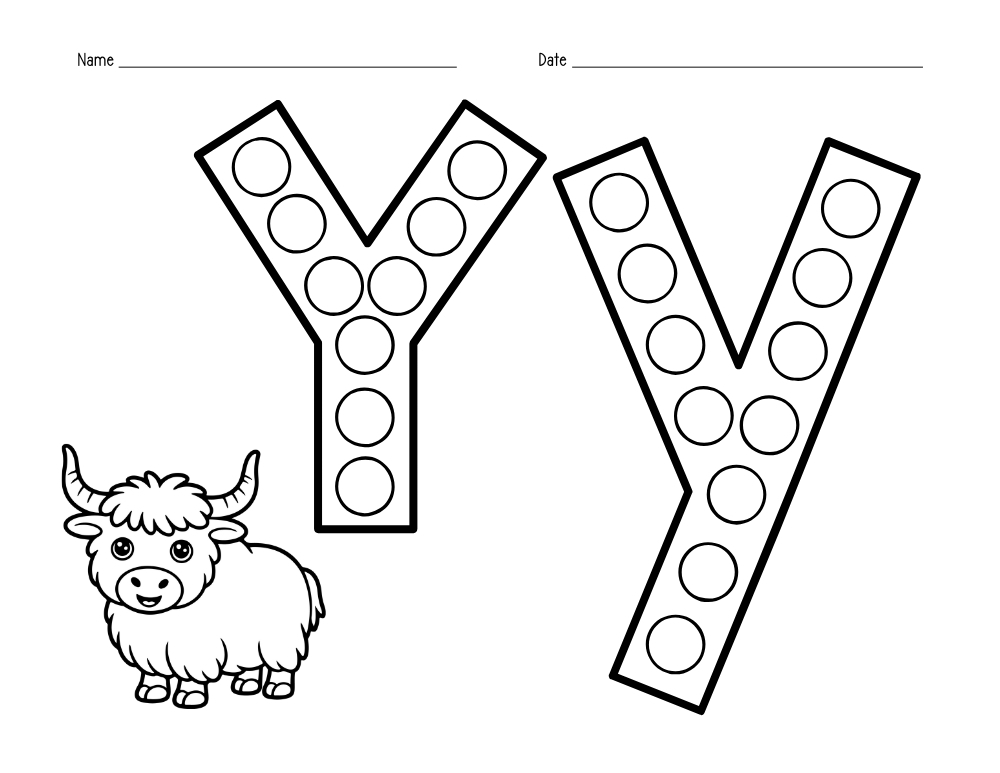letter y dot marker worksheet