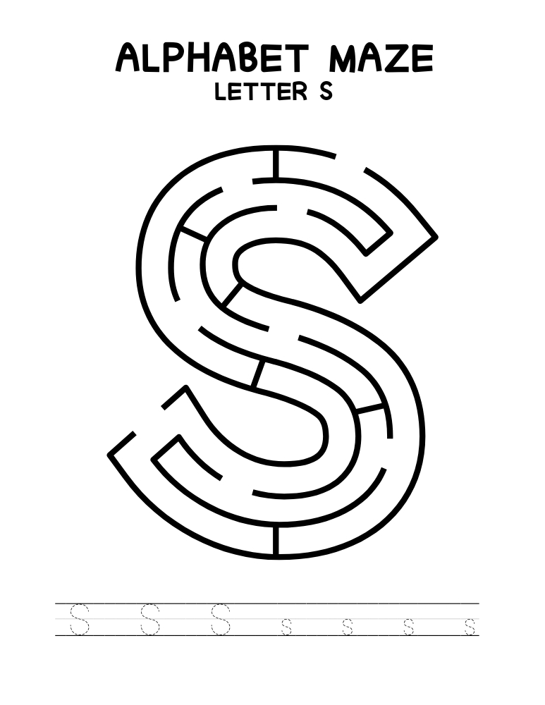 alphabet mazes by letter, phonics, preschool, education printable, PDF, instant download, 