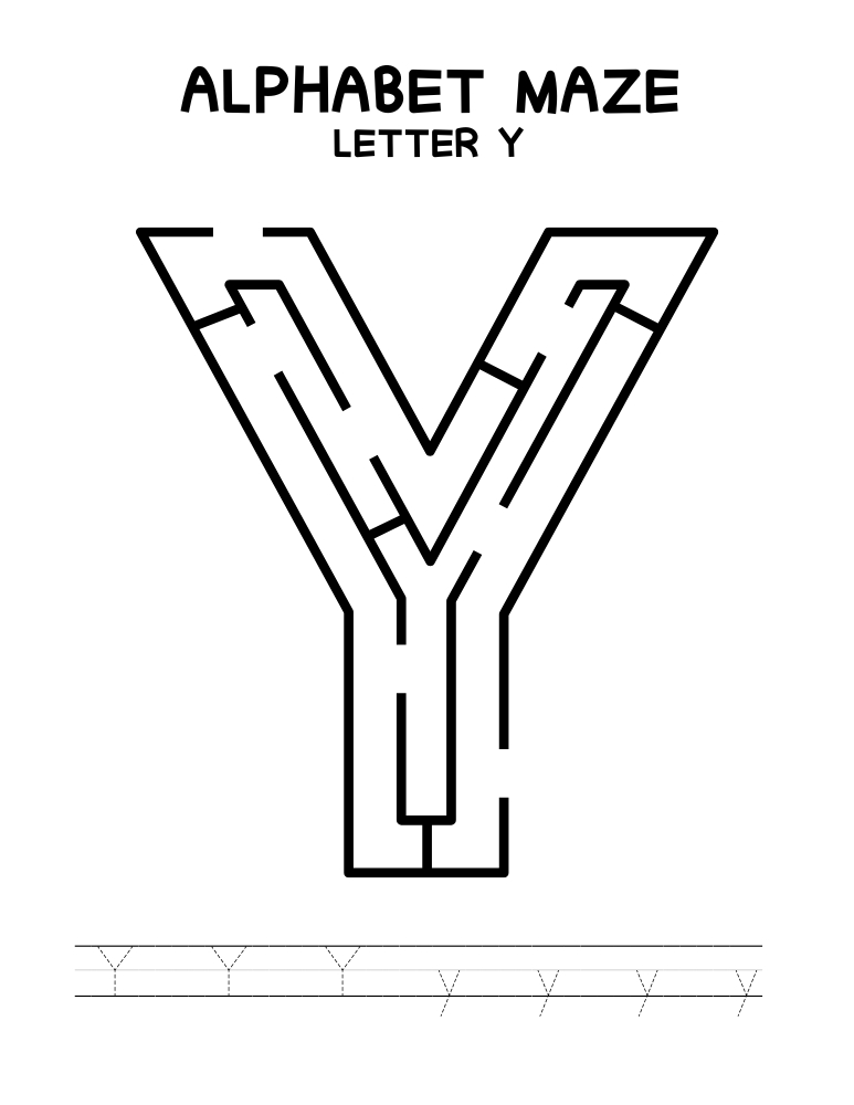 alphabet letter y maze