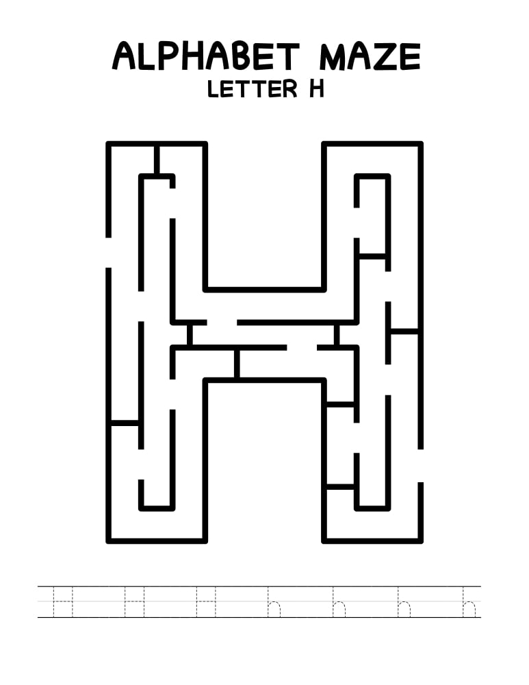 alphabet mazes by letter, phonics, preschool, education printable, PDF, instant download, 