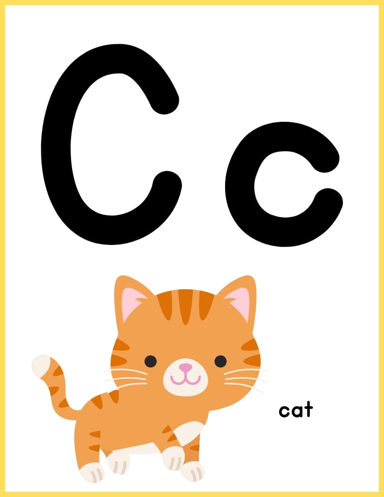 printable color alphabet poster by letter, phonics, preschool, education printable, PDF, instant download, 