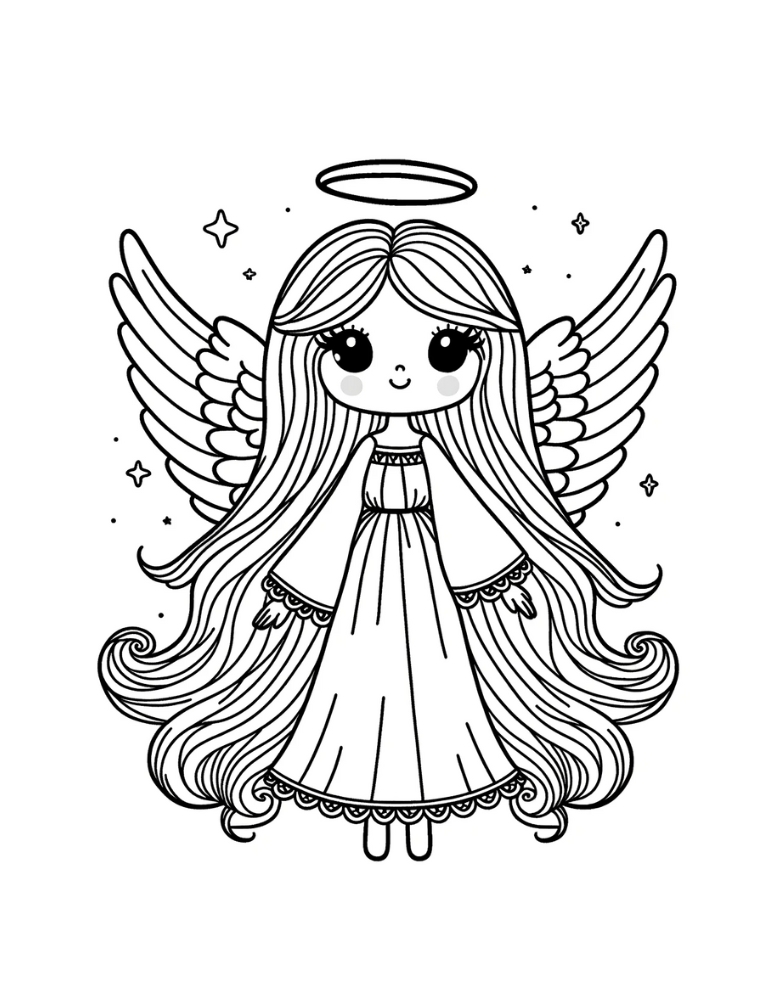 Angel Girl Coloring Page Free printable angel coloring pages,PDF, kids, instant download.