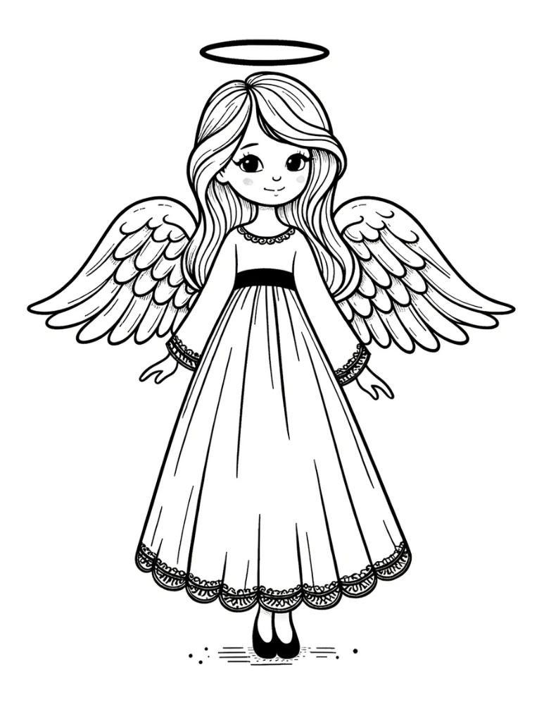 Simple Monthly Budget and Expense Tracker Free printable angel coloring pages,PDF, kids, instant download.