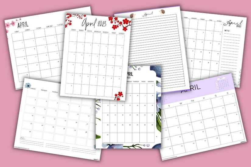 printable april 2023 calendar example pages