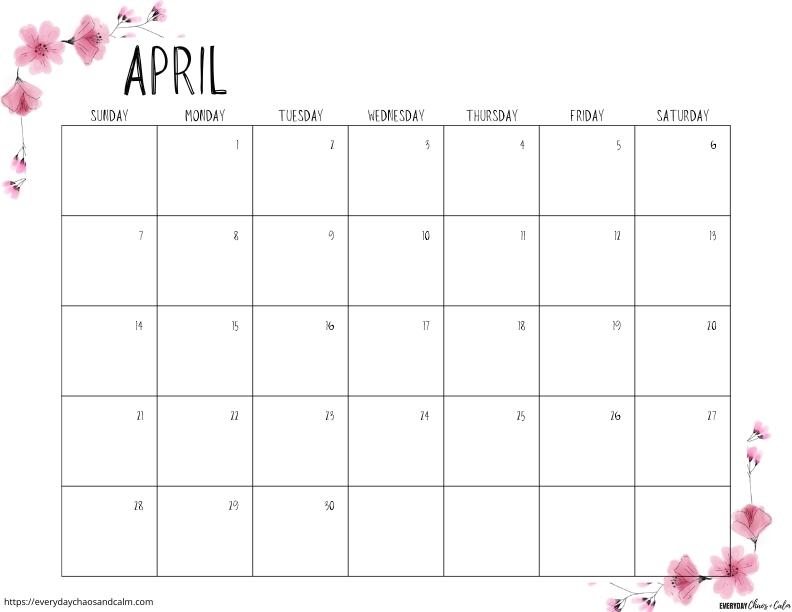 printable April 2024 calendar- sunday start