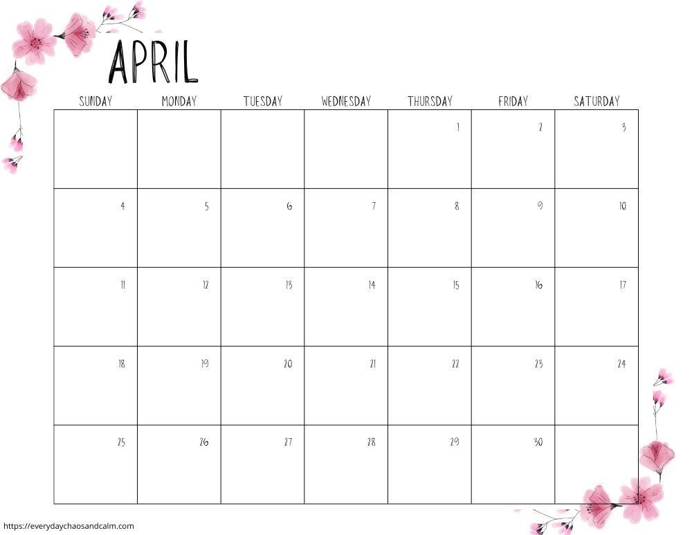 printable April 2027 calendar- sunday start