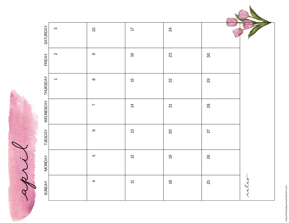 vertical printable April 2027 calendar- sunday start