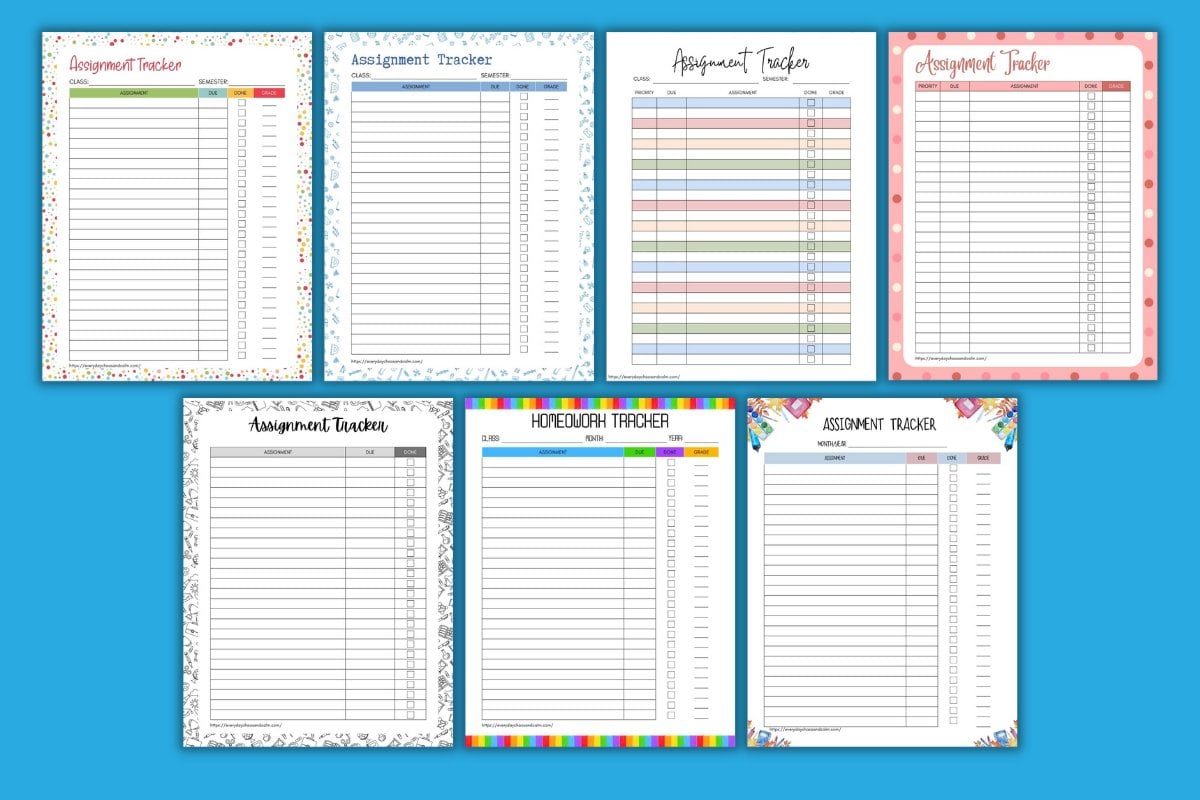 Free Printable Assignment Trackers For Students