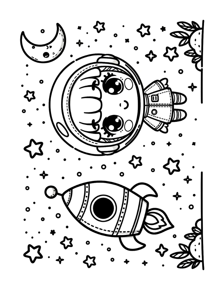 astronaut coloring page, PDF, instant download, kids