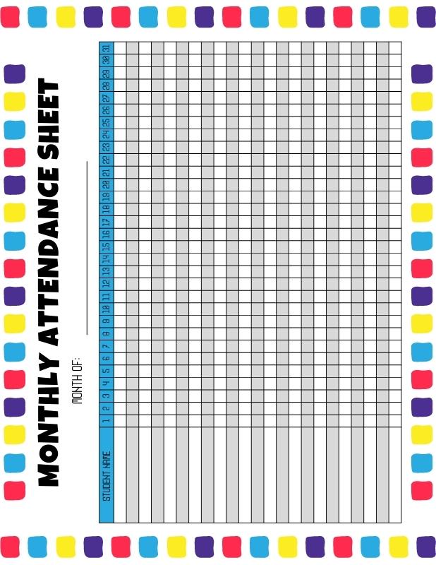 printable weekly attendance sheet for school