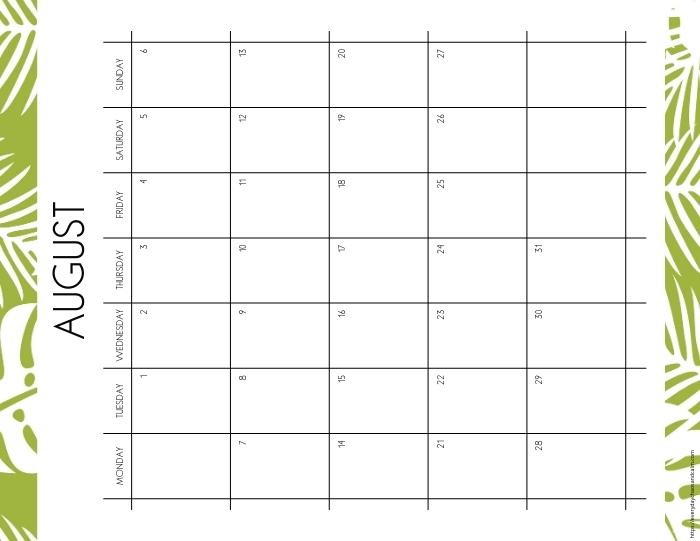 vertical printable August 2023 calendar- monday start