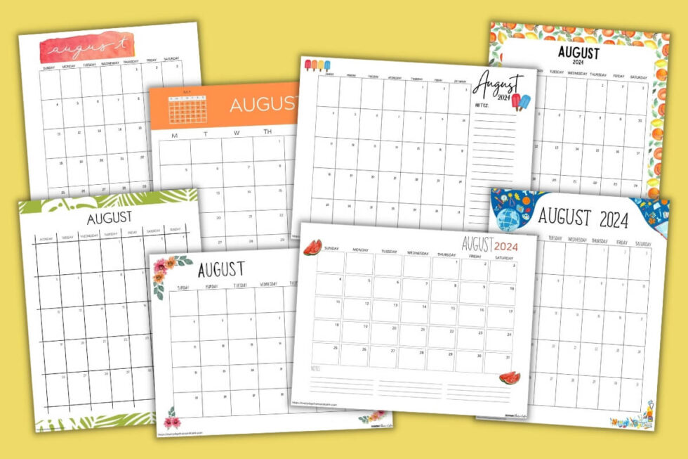 Free Printable August 2024 Calendars