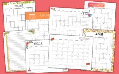 Free Printable August 2026 Calendars