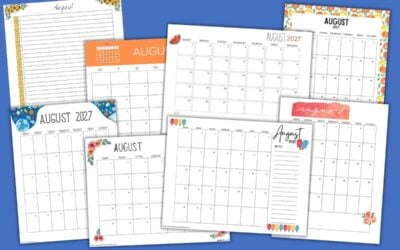 Free Printable August 2027 Calendars