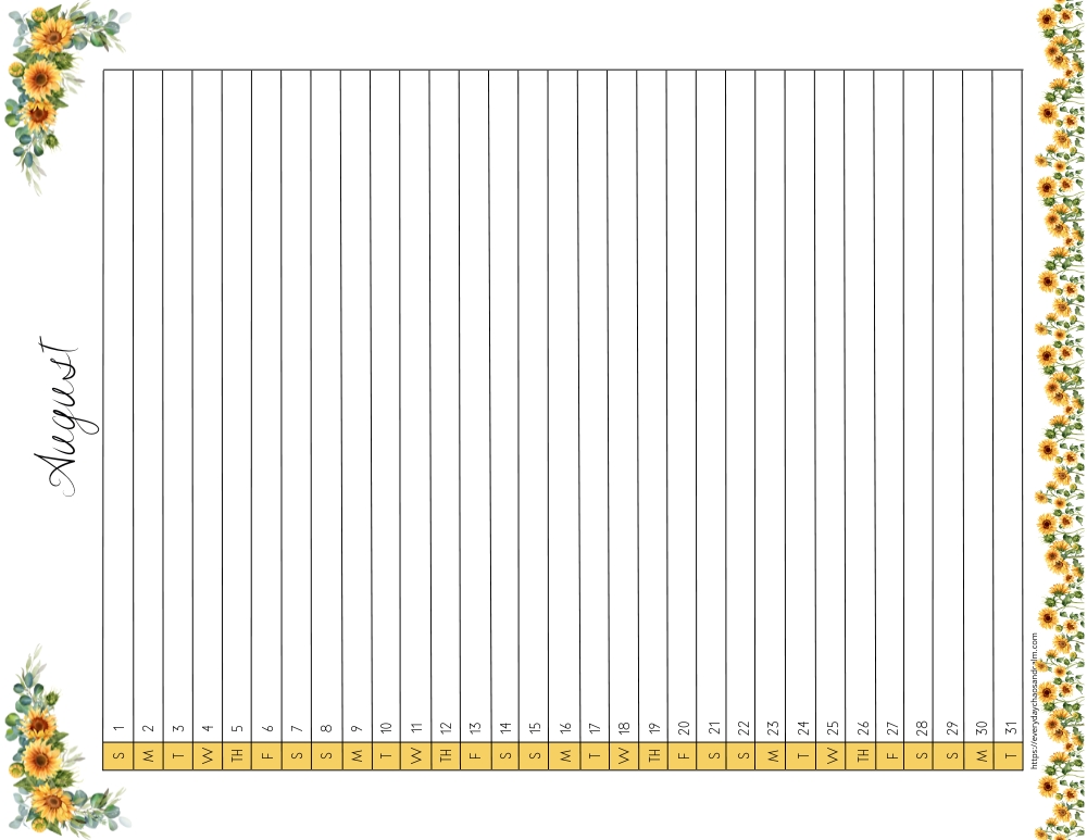 vertical printable August 2027