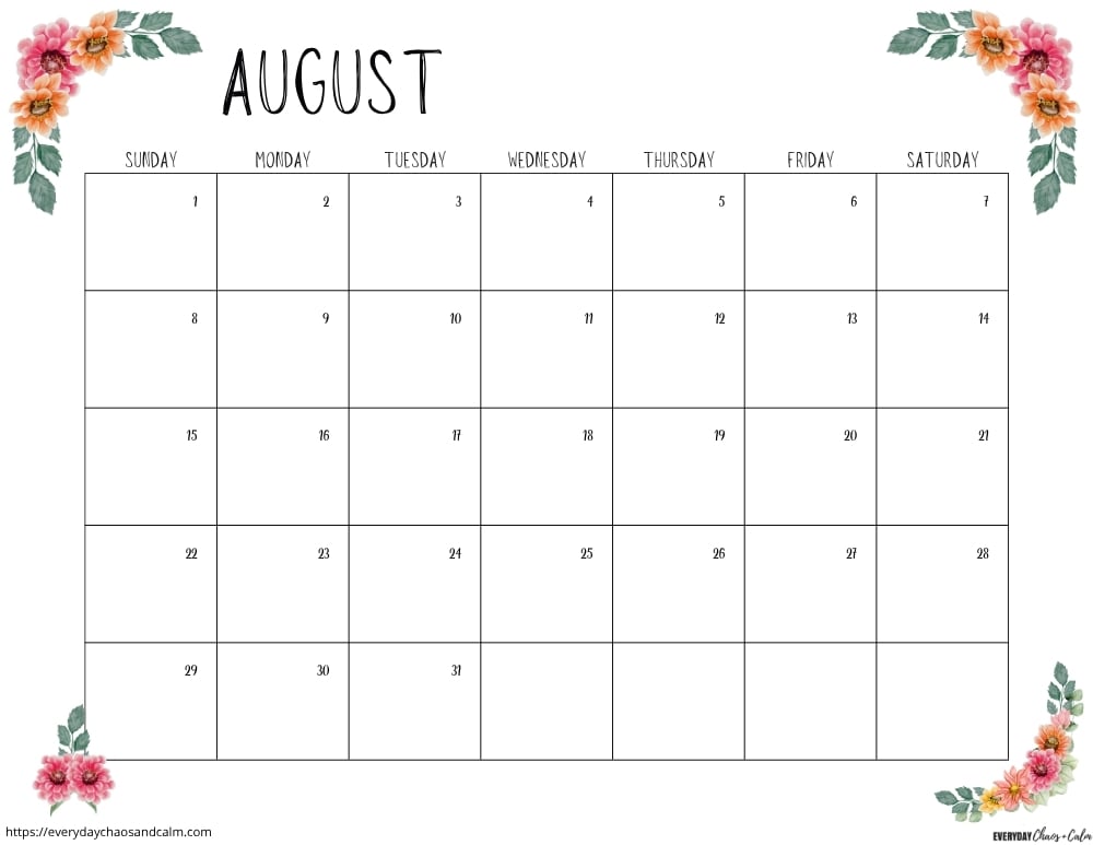 printable August 2027 calendar- sunday start