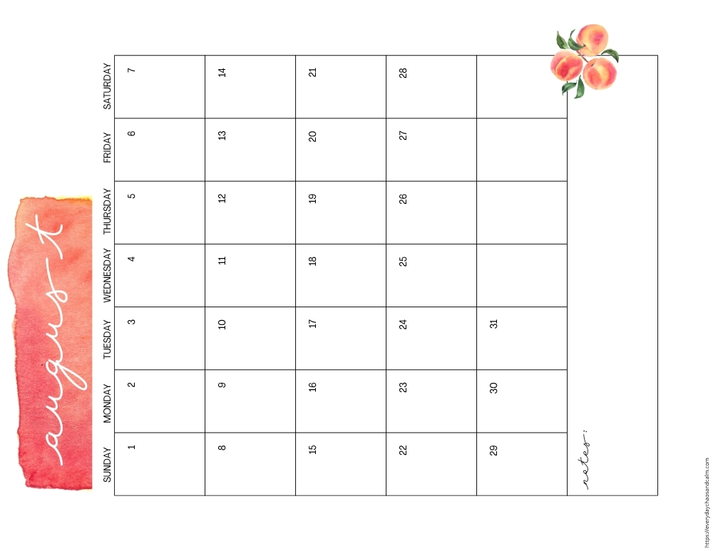 vertical printable August 2027 calendar- sunday start