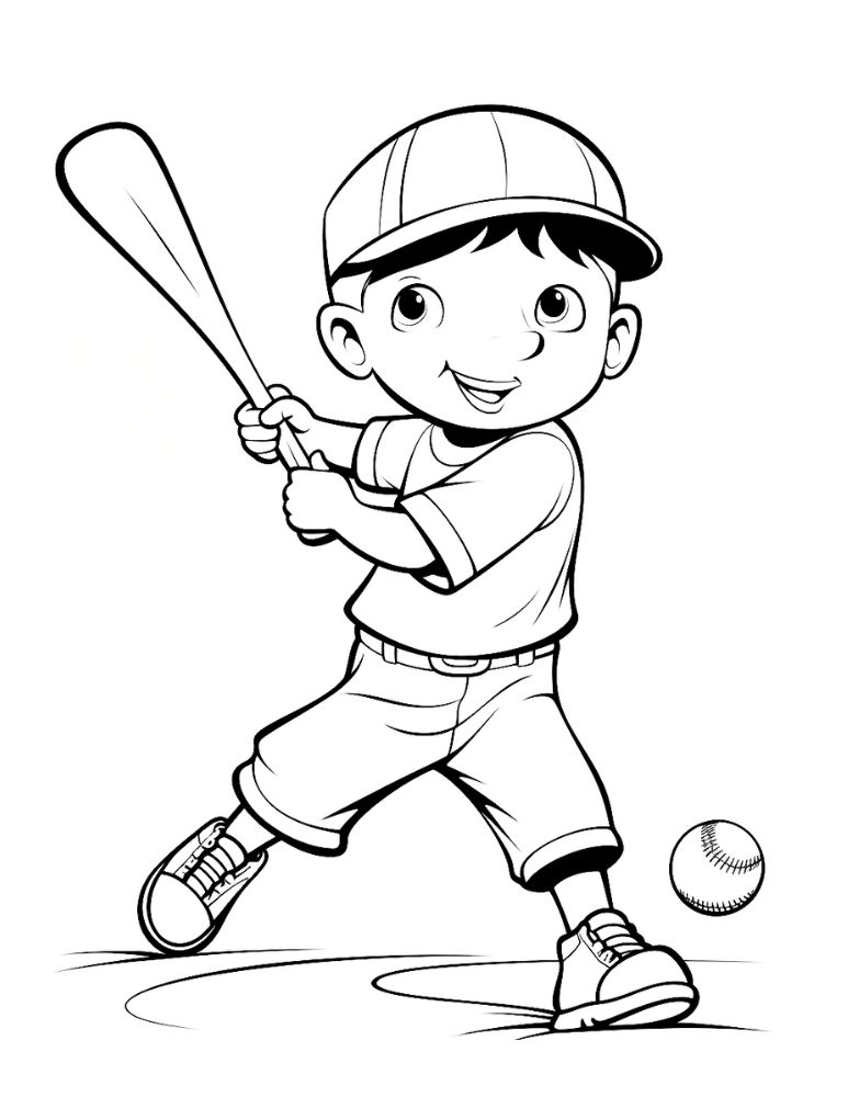 baseball coloring page, PDF, instant download, kids