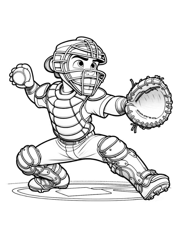 baseball coloring page, PDF, instant download, kids