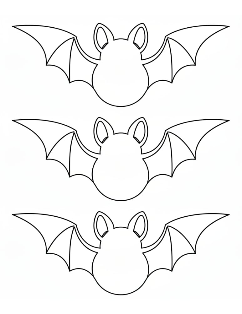 medium printable bat outline pieces, classroom Halloween board decoration shapes, school craft stencils, PDF, instant download