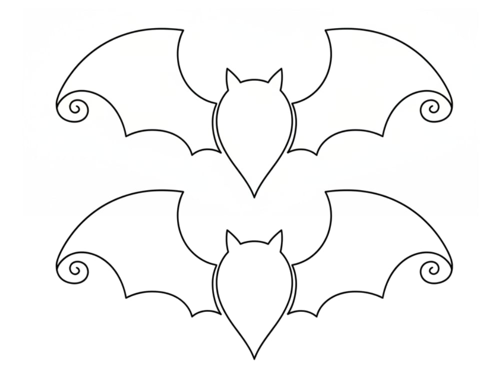 large geometric bat template, distinct animal outline for painting, modern Halloween craft shape, PDF, instant download