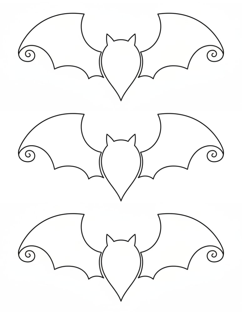 medium bat outline shapes, multi bat template grid for tracking mats, homeschool activity pieces, PDF, instant download
