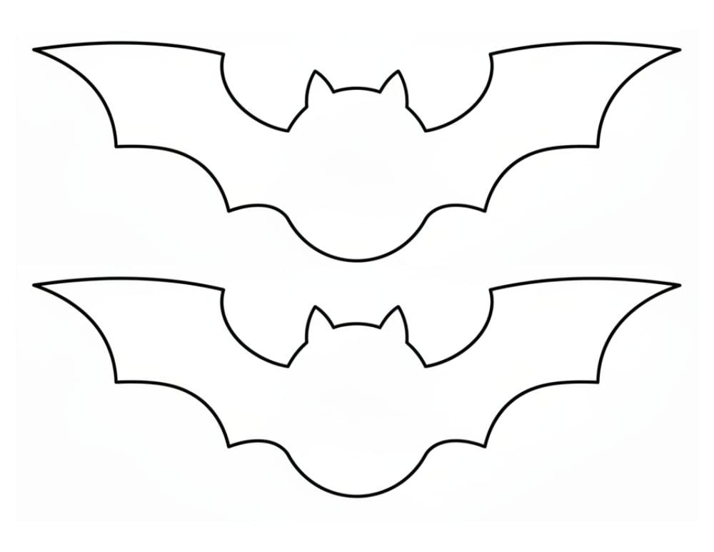 large printable bat outline, spooky seasonal art worksheet, simple outline shape for kids, PDF, instant download