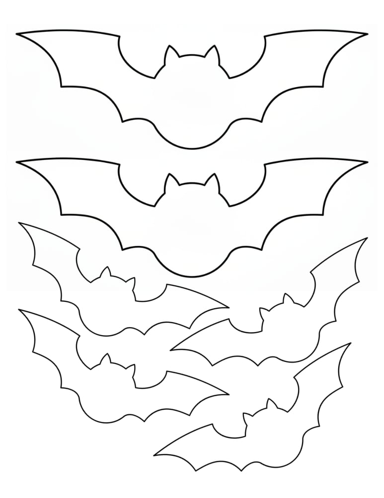 medium template of a bat collection, multi page silhouette stencils for autumn crafts, PDF, instant download