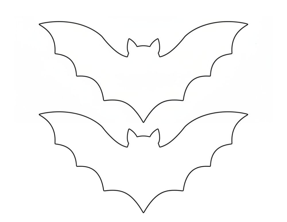 large printable bat outline, creepy Halloween decoration stencil, full page bat shape, PDF, instant download