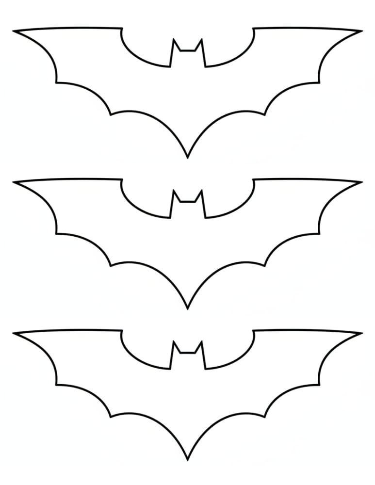 medium printable bat outlines, preschool shape sorting activity, spooky Halloween cutouts, PDF, instant download