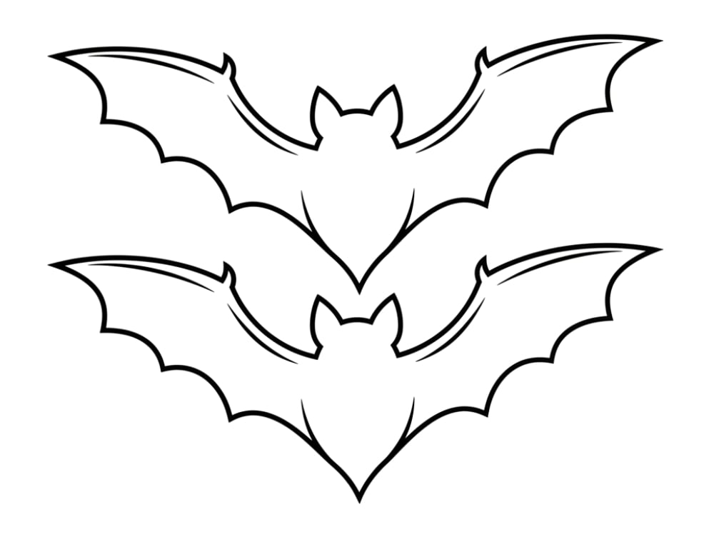 large bat template with bold edges, printable holiday art outline, Halloween party banner trace, PDF, instant download