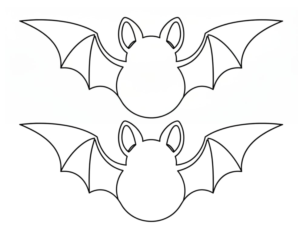 large template of a bat, printable spooky animal silhouette, simple Halloween garland cutout, PDF, instant download