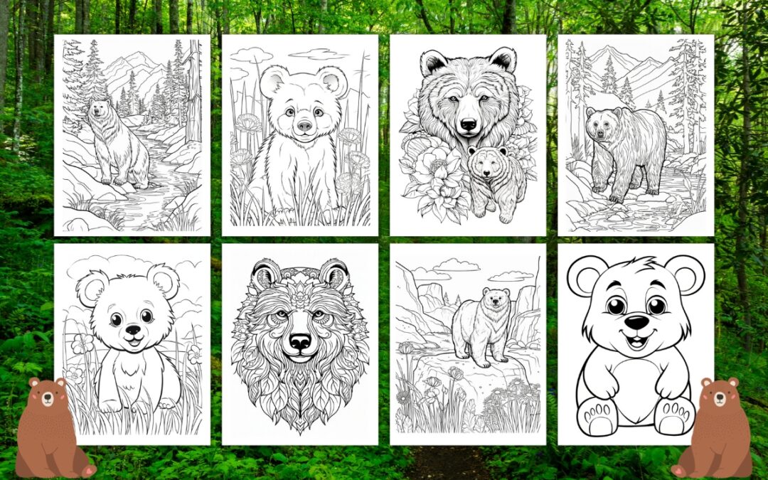 Free Bear Coloring Pages for Kids and Adults