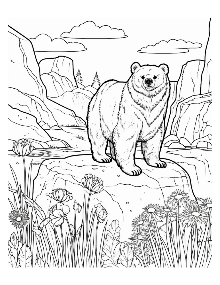 bear coloring page, PDF, instant download, kids