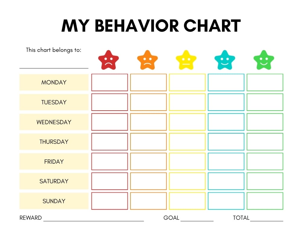 printable chore and behavior chart, responsibility tracker for kids, parenting resources, PDF, instant download