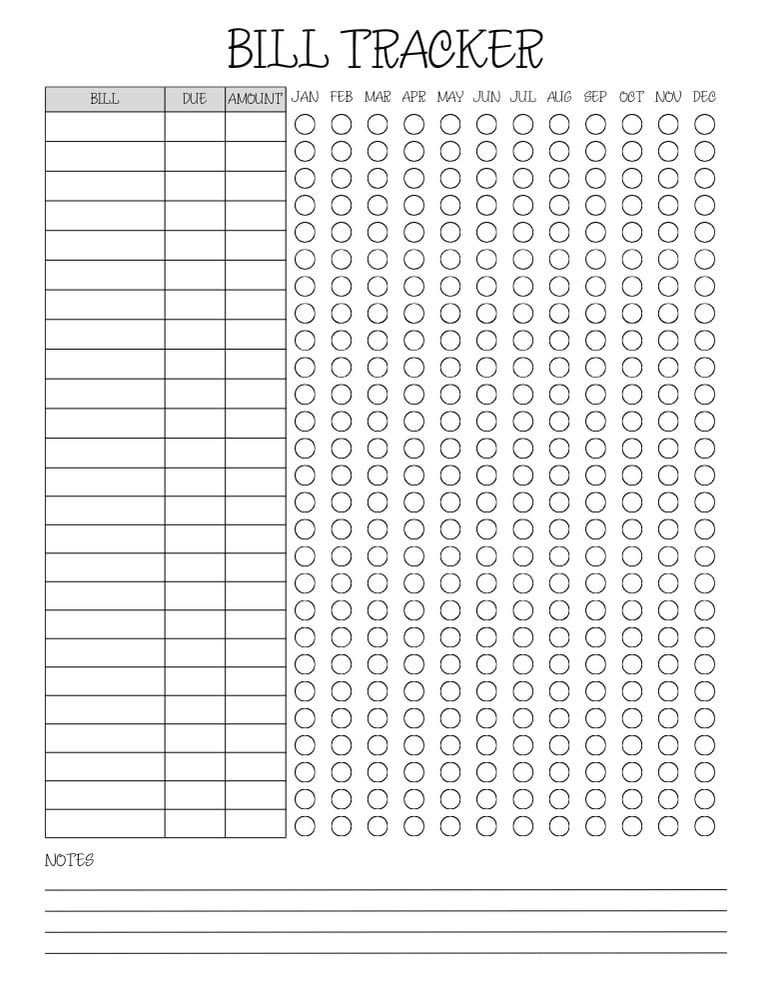 printable bill tracker, bill organizer, finance printable , PDF, instant download, 