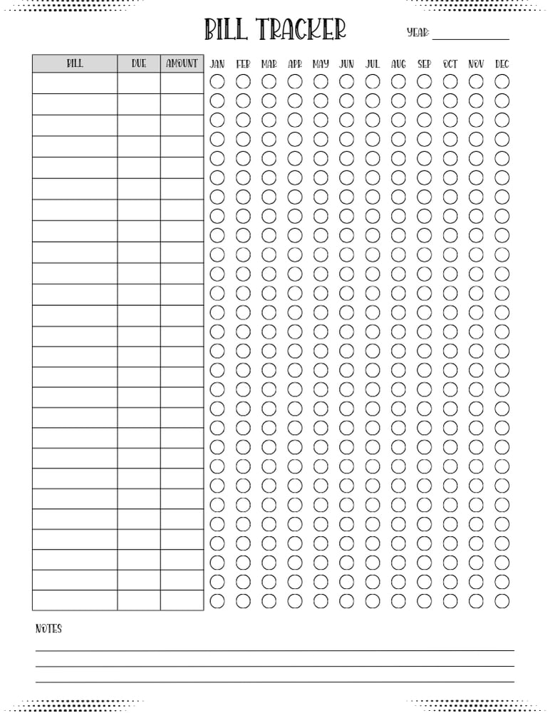 printable bill tracker, bill organizer, finance printable , PDF, instant download, 