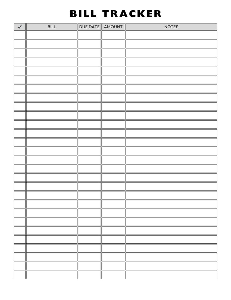 printable bill tracker, bill organizer, finance printable , PDF, instant download, 