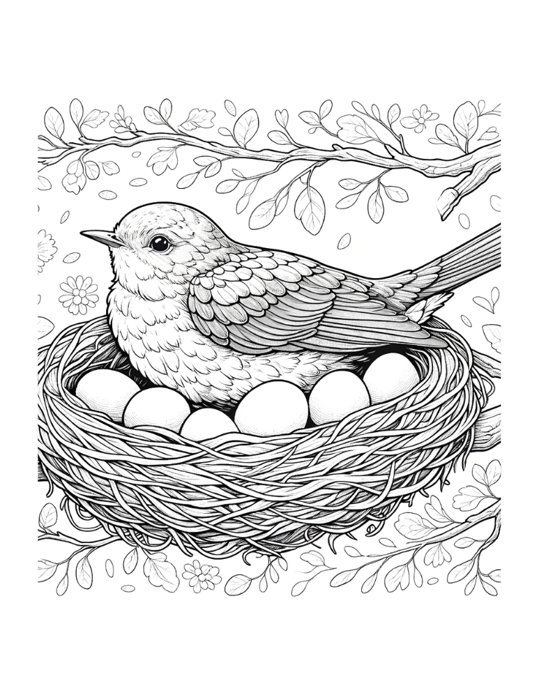 bird coloring page, PDF, instant download, kids