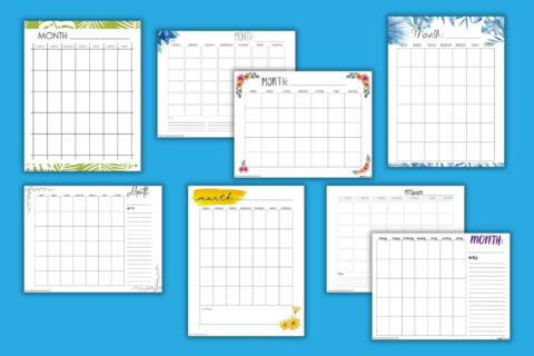 Free Blank Monthly Calendar Printables