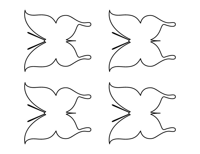 printable butterfly template for crafts and activities, 4 per page