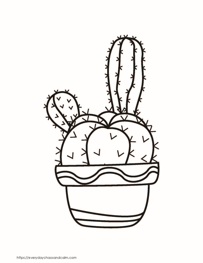 printable cactus coloring page for kids