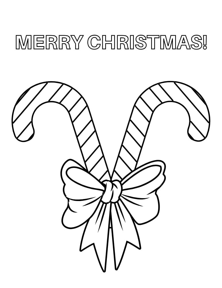 printable candy cane coloring sheet, Christmas craft for toddlers, holiday coloring sheet, PDF, instant download
