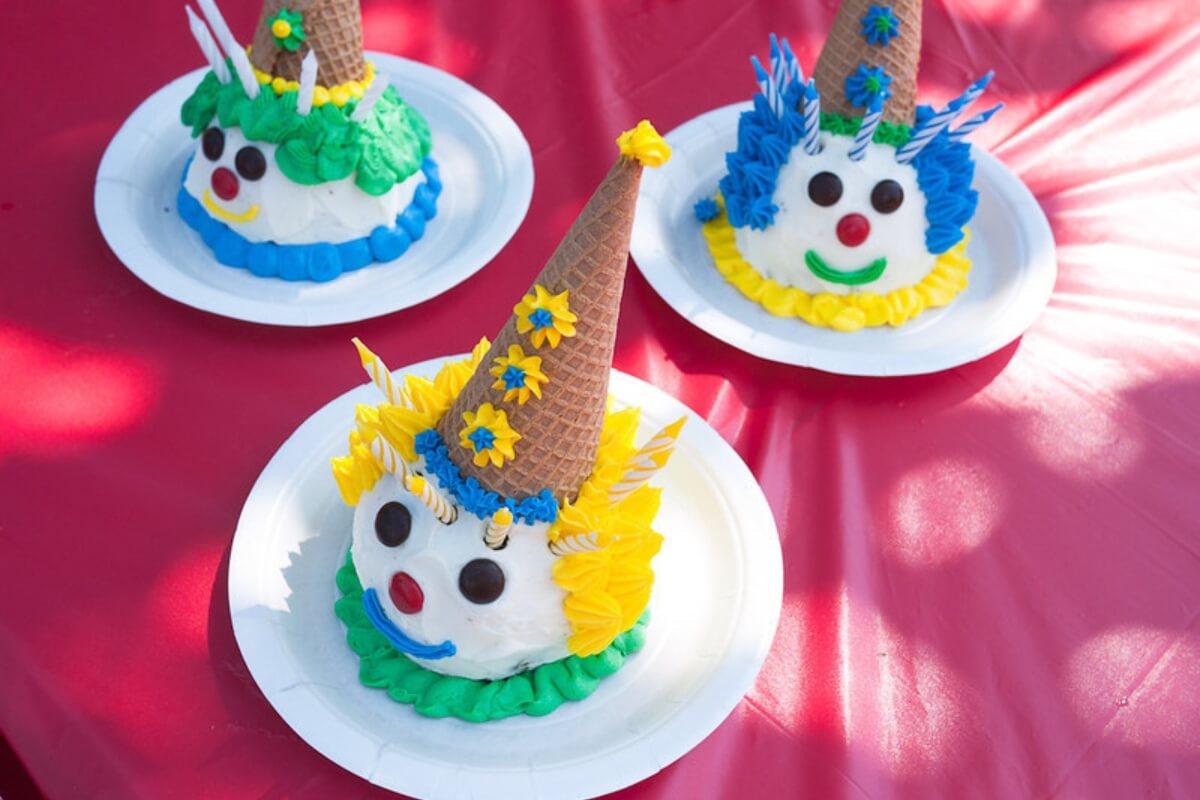 backyard carnival party ice cream clown cones