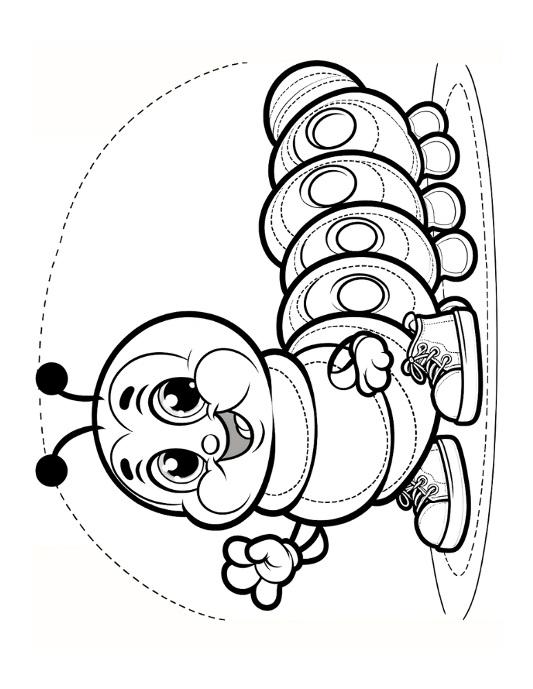 caterpillar coloring page, PDF, instant download, kids