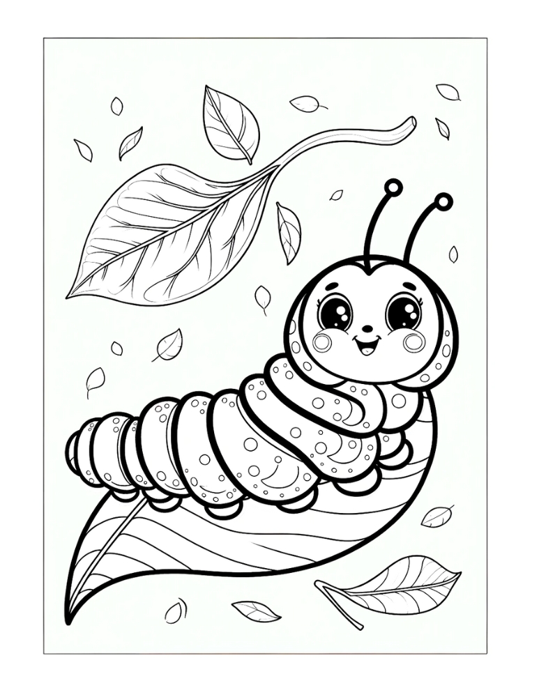 Coloring Page Cute Cartoon Caterpillar Kids Stock Vector (Royalty Free)  2362623453 | Shutterstock